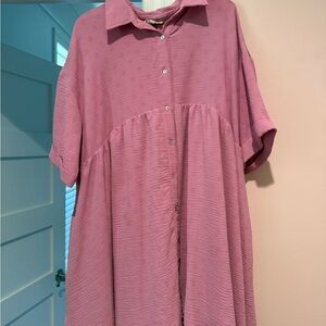 entro Mauve Pink Button-Front Mini Dress